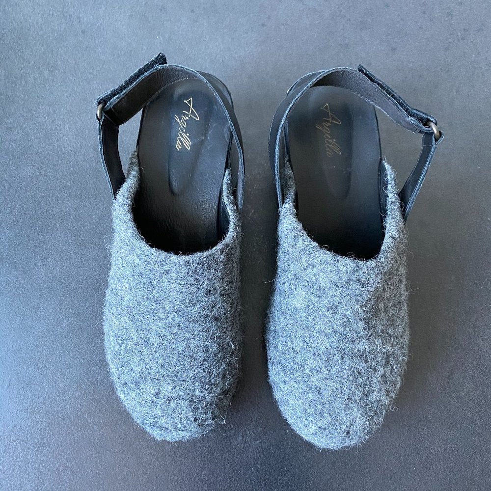 Argilla Women's Shoes Clogs Wool Grey Open Heel - Picture 12 of 12